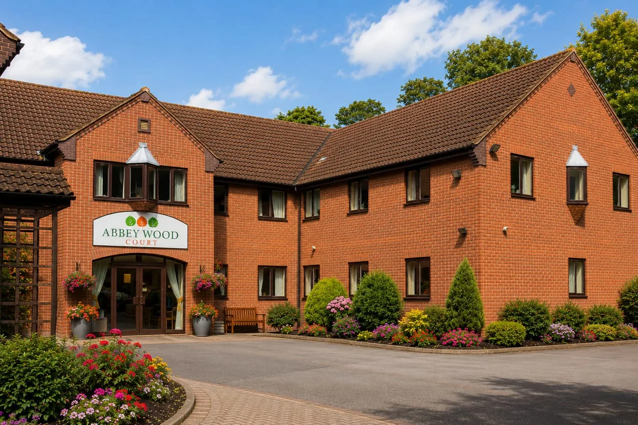 The main entrance at Abbey Wood Court Care Home
